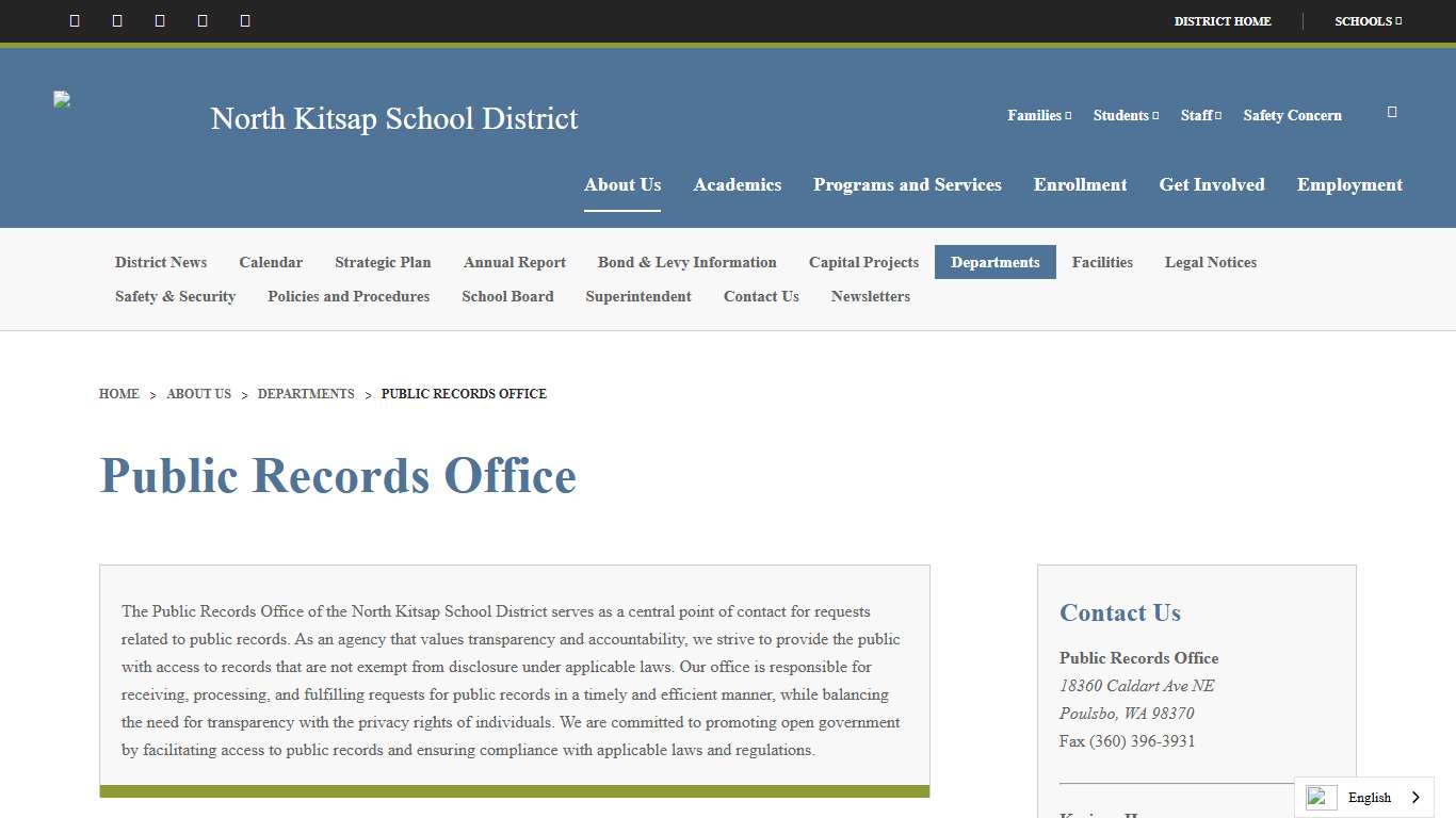 Public Records Office - North Kitsap School District 400