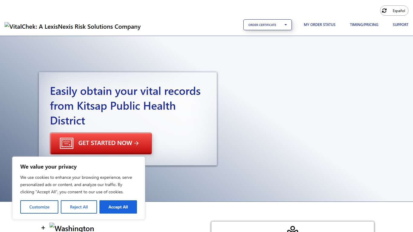 Kitsap Public Health District (WA) Order Certificates - VitalChek